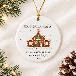 Personalised First Christmas Gingerbread House Ceramic Tree Decoration