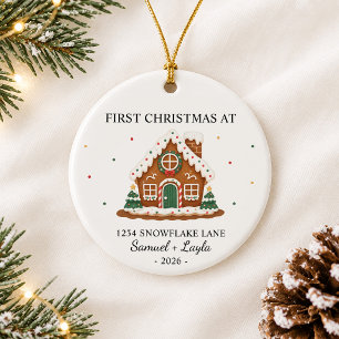 Personalised First Christmas Gingerbread House Ceramic Tree Decoration