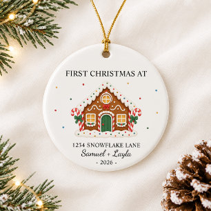 Personalised First Christmas Gingerbread House Ceramic Tree Decoration