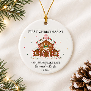 Personalised First Christmas Gingerbread House Ceramic Tree Decoration