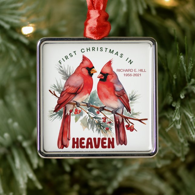 Personalised First Christmas In Heaven Metal Tree Decoration (Tree)