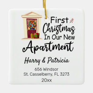 Personalised First Christmas In Our New Apartment Ceramic Ornament