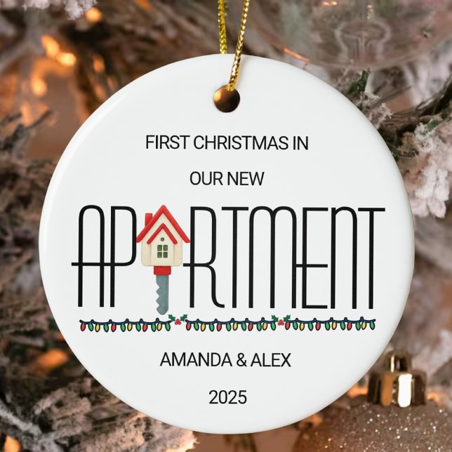 Personalised First Christmas In Our New Apartment Ceramic Tree Decoration (Creator Uploaded)