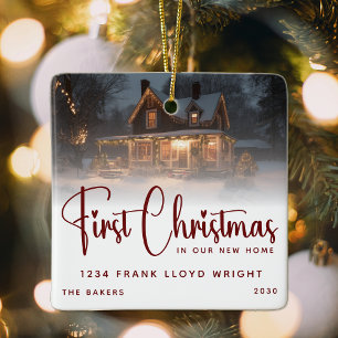 Personalised First Christmas In Our New Home  Ceramic Ornament