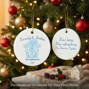 Personalised First Christmas in Our New Home Ceramic Tree Decoration