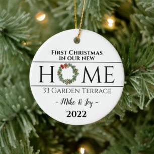 Personalised First Christmas In Our New Home Ceramic Tree Decoration
