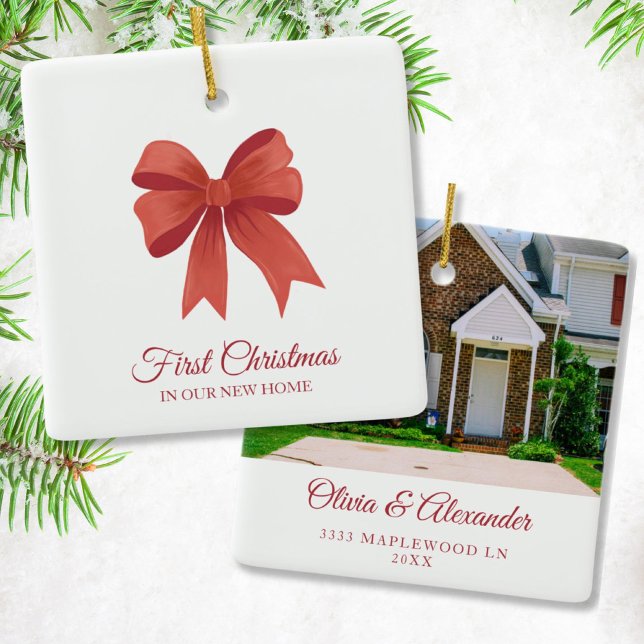 Personalised First Christmas in Our New Home Gift Ceramic Ornament (New House Ornament)