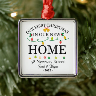 Personalised First Christmas in Our New Home Xmas Metal Tree Decoration