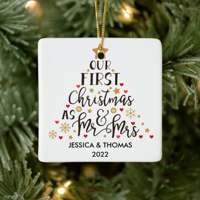 Personalised First Christmas Married Ornament (Tree)