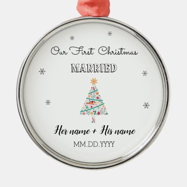 Personalised First Christmas Married Ornament (Front)