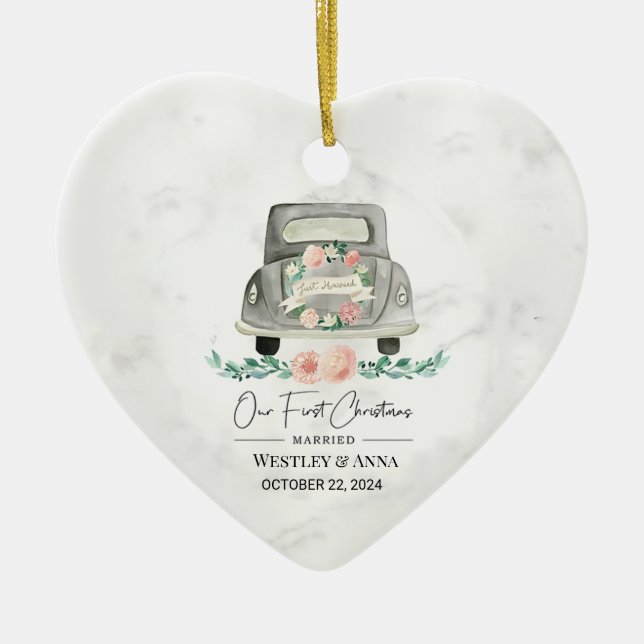 Personalised First Christmas Married Ornament Car  (Front)
