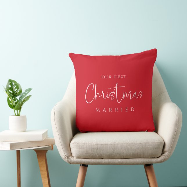 Personalised First Christmas Married Throw Pillow  (Chair)