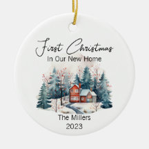 Personalised  First Christmas New Home Watercolor