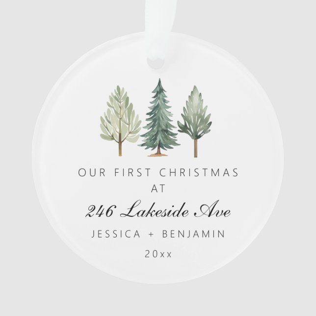 Personalised First Christmas Our New Home Acrylic Ornament (Front)