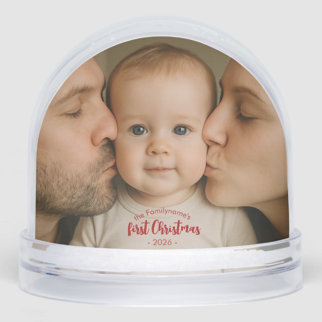 Personalised First Christmas Photo Snow Globe (Front)
