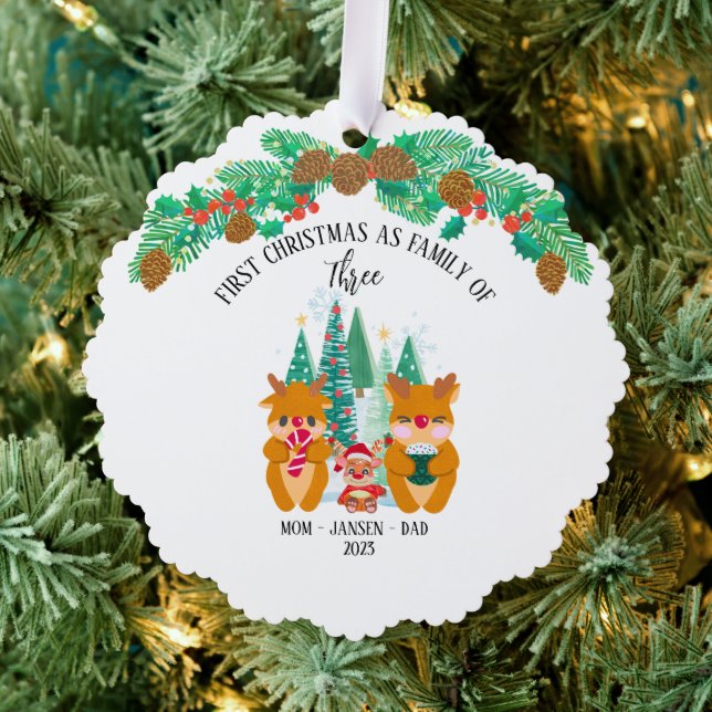 Personalised First Christmas Reindeer  Tree Decoration Card (Insitu (Tree))
