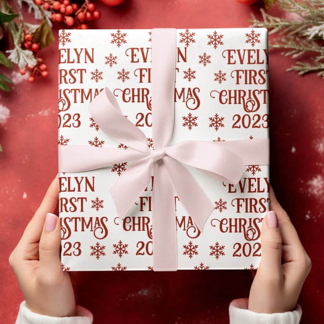Personalised First Christmas Text  Wrapping Paper (Creator Uploaded)