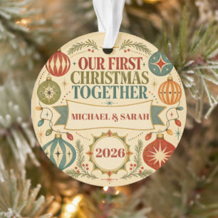 Personalised First Christmas Together 2026 Retro Ornament