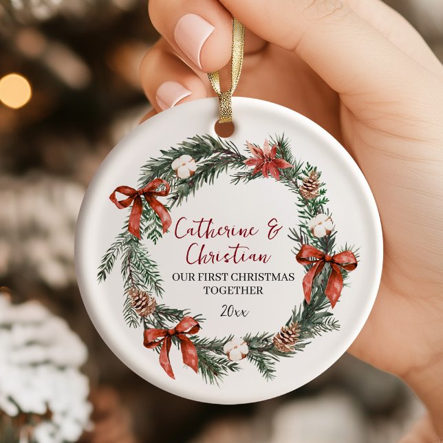 Personalised First Christmas Together Ceramic Tree Decoration (Creator Uploaded)