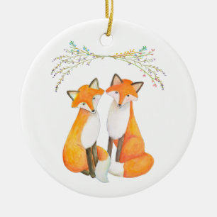 Personalised First Christmas Together Fox Couple   Ceramic Tree Decoration