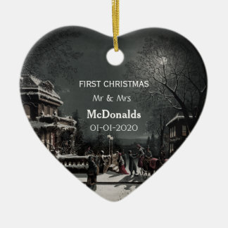 Personalised First Christmas Vintage Ceramic Tree Decoration