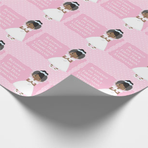 Personalised First Communion African American Girl Wrapping Paper