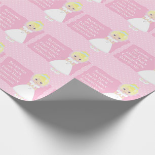 Personalised First Communion Blonde Girl Wrapping Paper