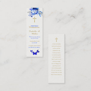 Personalised  First Communion Blue Prayer Card