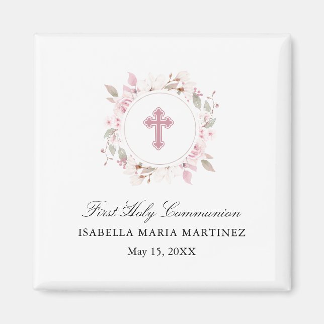 Personalised First Communion Cross Magnet Favour (Front)