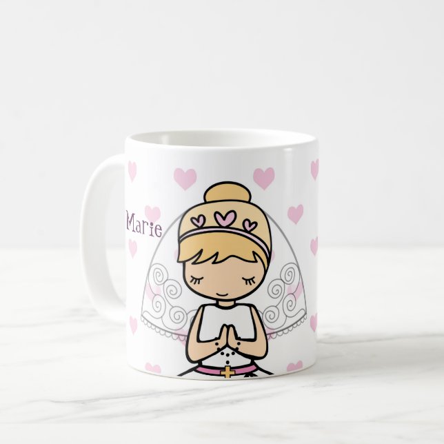 Personalised First Communion Day Girl Coffee Mug (Front Left)