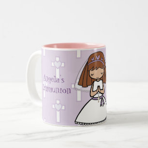 Personalised First Communion Day Girl name mug