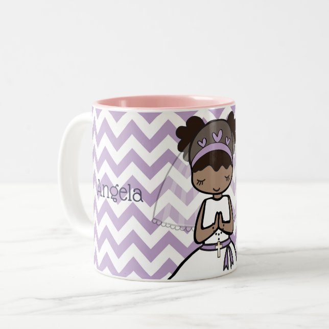 Personalised First Communion Day Girl name mug (Front Left)