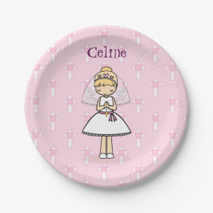 Personalised First Communion Day Girl Paper Plate