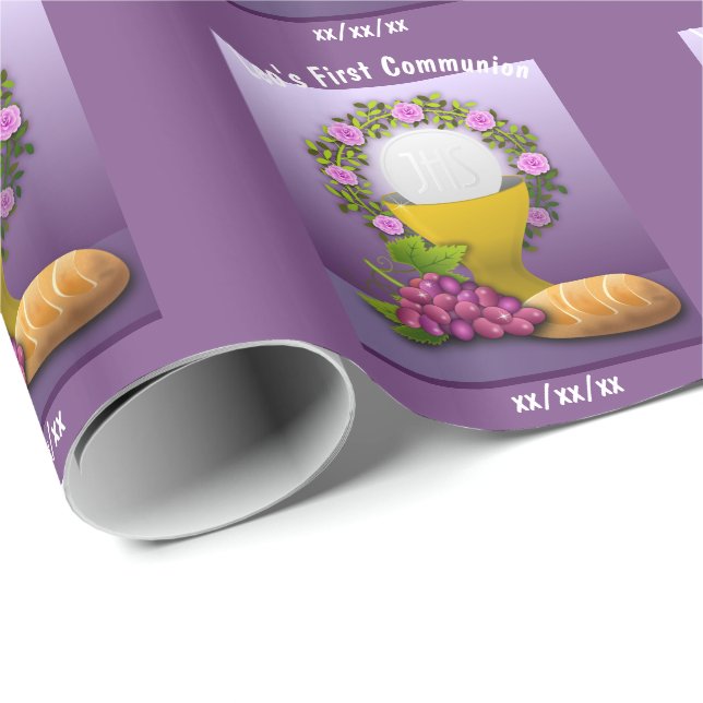 Personalised First Communion Holy Eucharist Gift Wrapping Paper (Roll Corner)