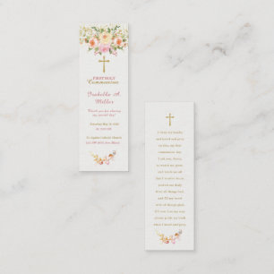 Personalised  First Communion Pink Prayer Card