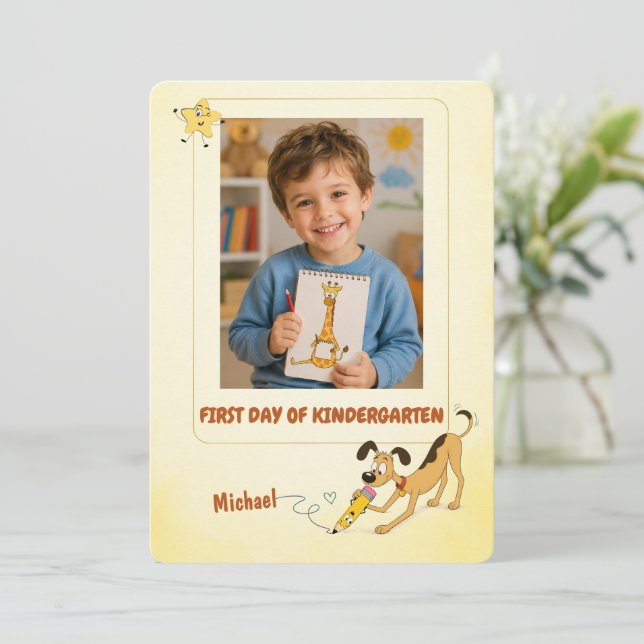 Personalised First Day of Kindergarten Photo Card (Standing Front)