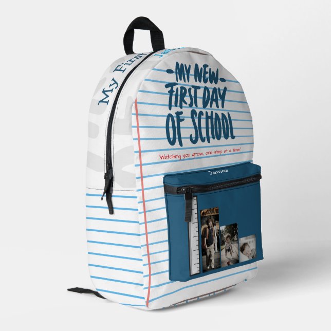 Personalised First Day of School Backpack with Pho (Back Corner Left)