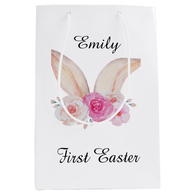 Personalised first easter milestone  medium gift bag (Front)