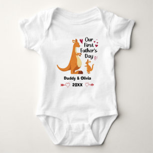Personalised First Fathers Day Australian Kangaroo Baby Bodysuit