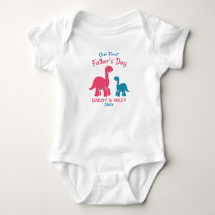 Personalised First Father's Day Cute Dinosaur  Baby Bodysuit