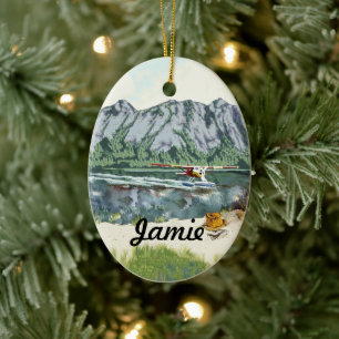 Personalised First Fishing Trip Ceramic Tree Decoration