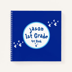 Personalised First Grade Fish Art Sketchbook Notebook