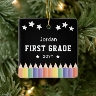 Personalised First Grade Kids Photo Keepsake Ceramic Ornament