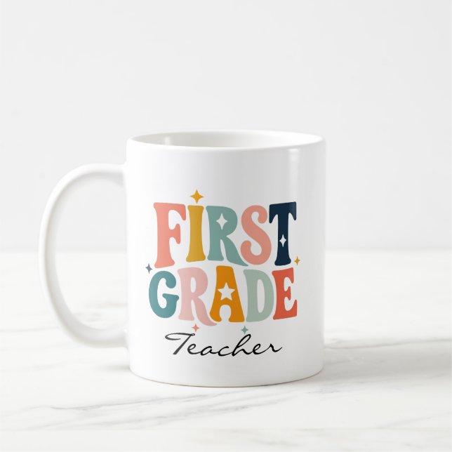 Personalised First Grade Teacher Gift Coffee Mug (Left)