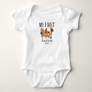 Personalised first halloween outfit , my first boo baby bodysuit