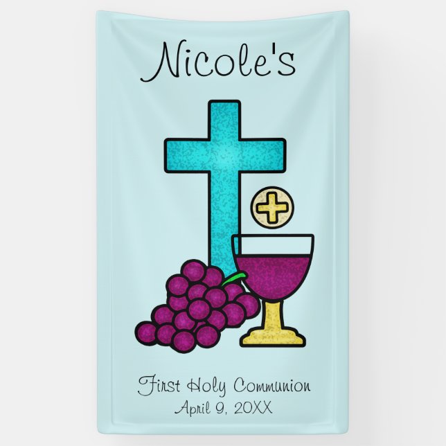Personalised First Holy Communion Banner (Vertical)