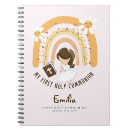 Personalised First Holy Communion Brown Hair Girl  Notebook