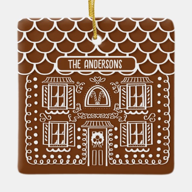 Personalised First Home Gingerbread Christmas Ceramic Ornament (Front)