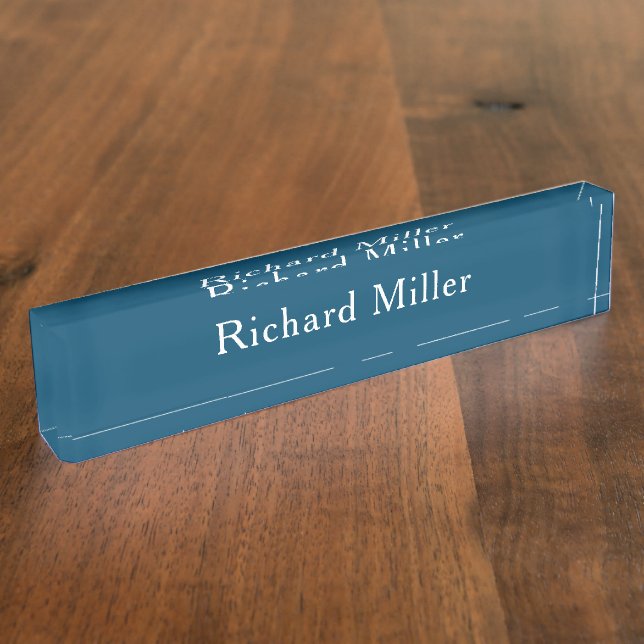 Personalised First & Last Name Blue Nameplate (Side)