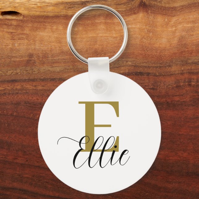 Personalised First Letter And Name Keepsake  Key Ring (Front)